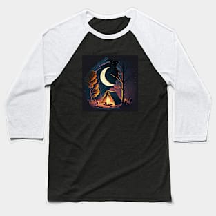 Camping Adventure in the Forest, Campfire Baseball T-Shirt